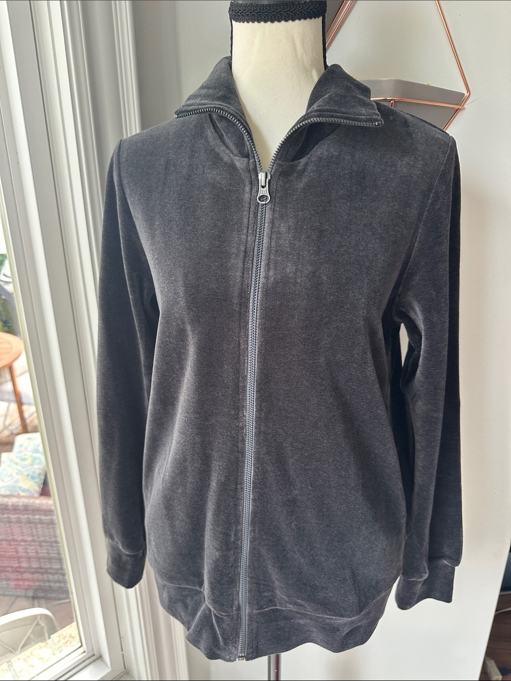NANSO FINLAND NWT Charcoal Gray Velour Zip Up Track Jacket Small